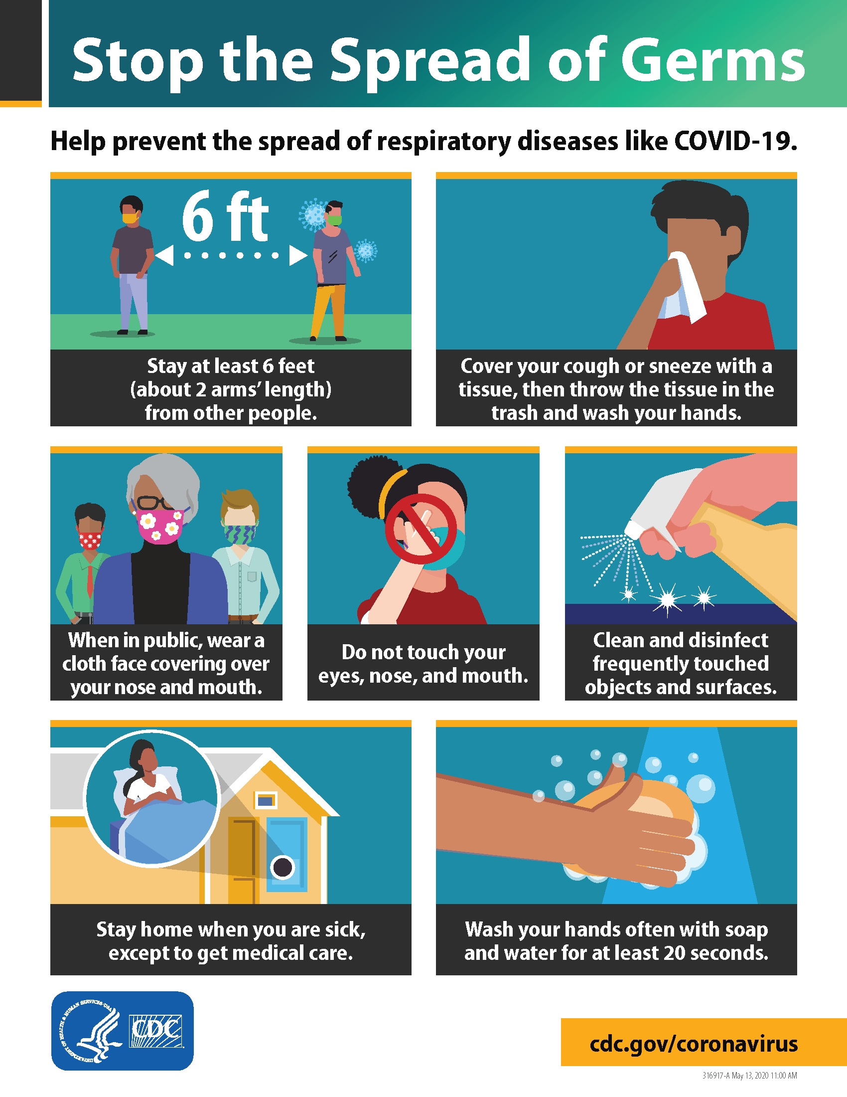 Stop the Spread of Germs Poster (CDC)